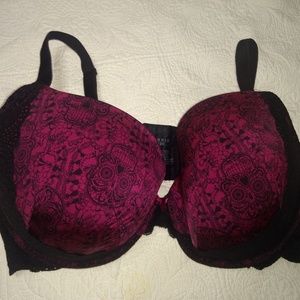 Torrid Sugar Skull 46DD Push Up Plunge Bra